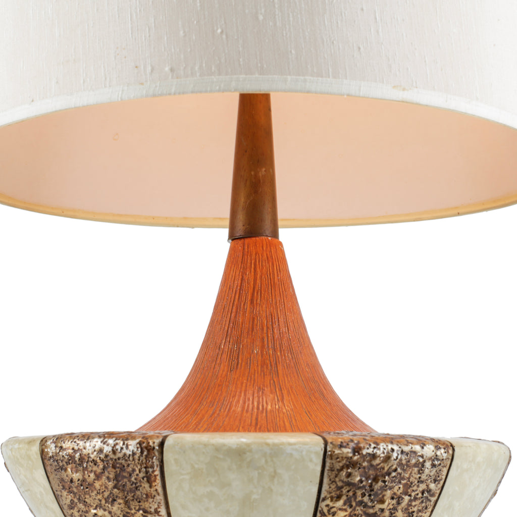 Bronze / White Ceramic Mid Century Table Lamp