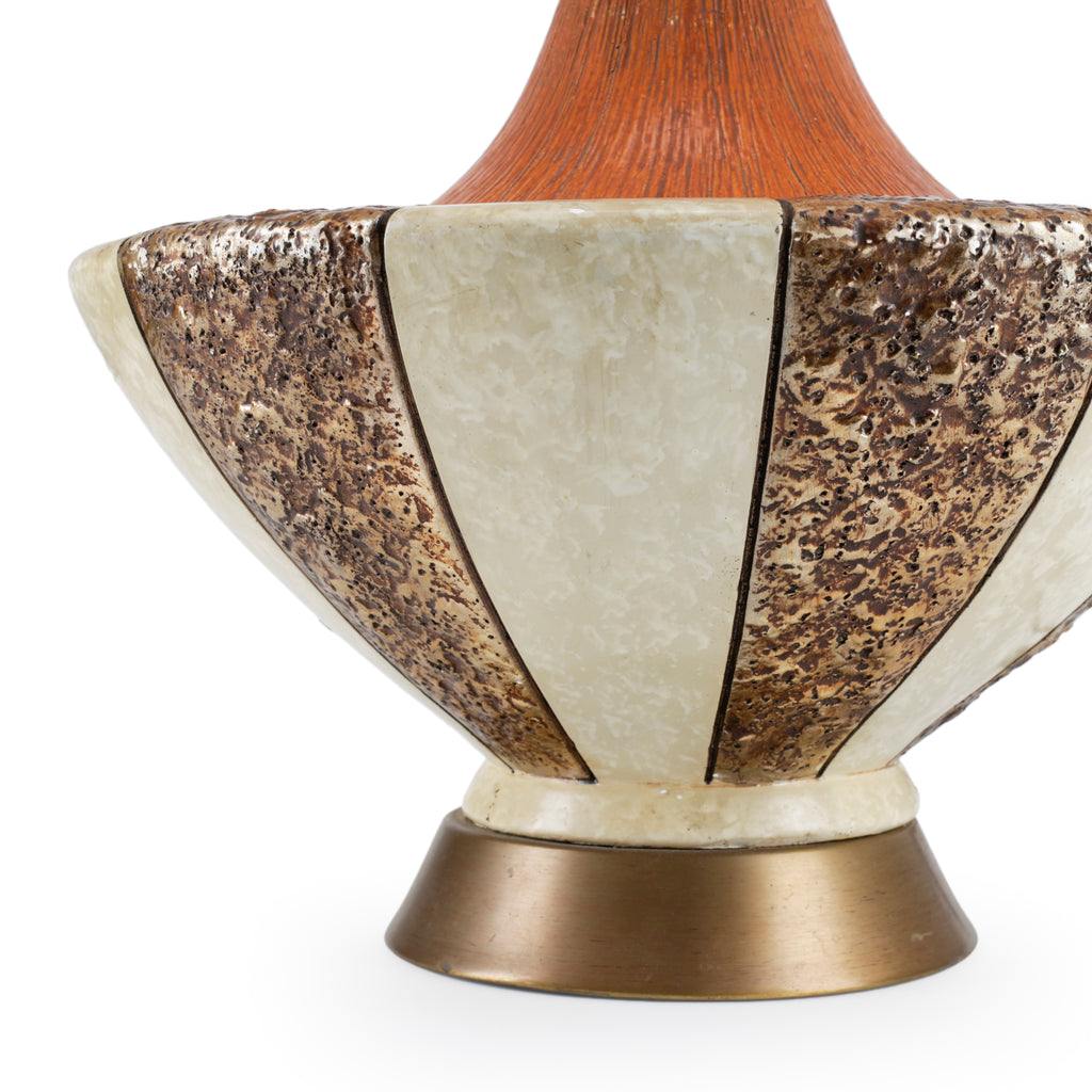 Bronze / White Ceramic Mid Century Table Lamp