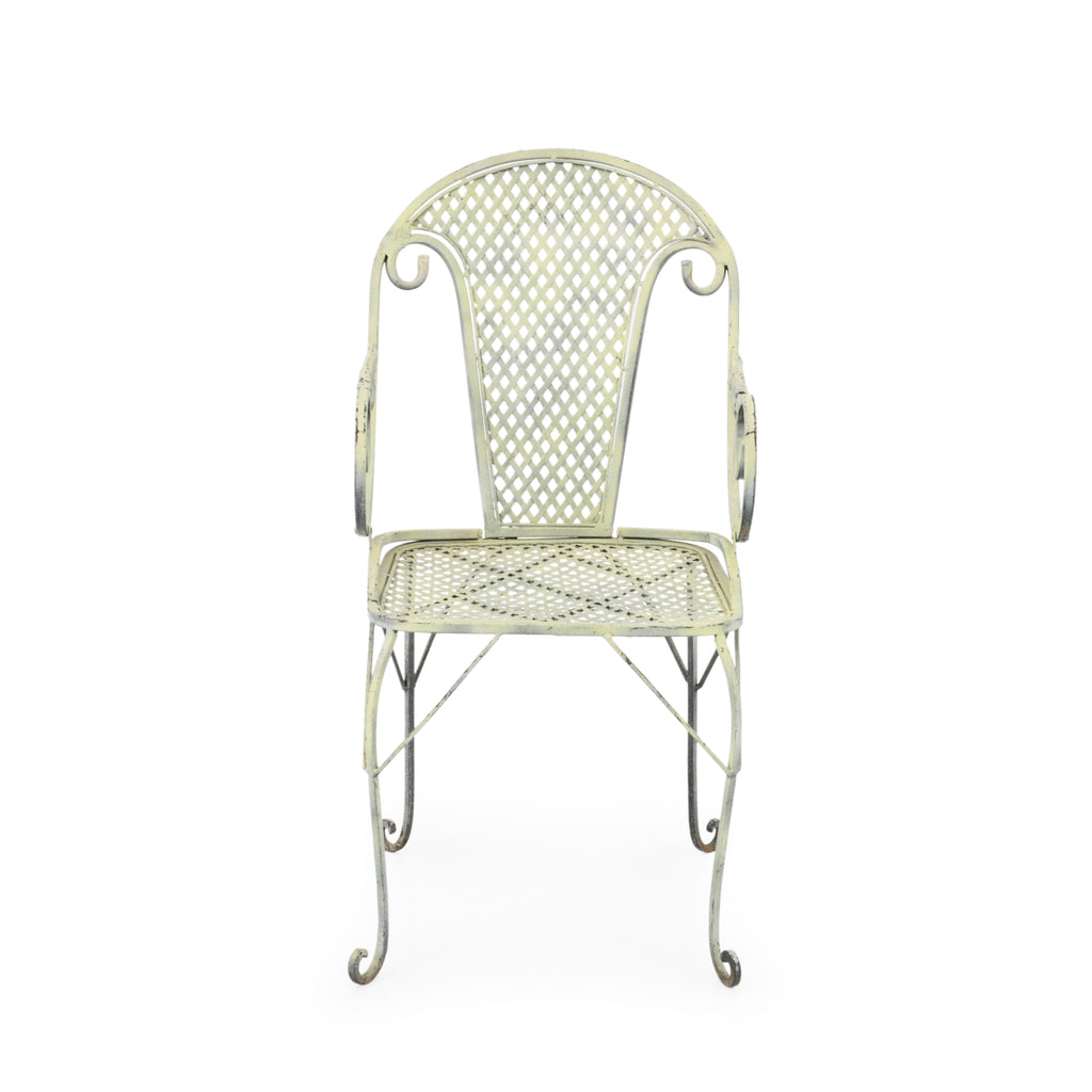 Yellow Painted Wrought Iron Patio Chair