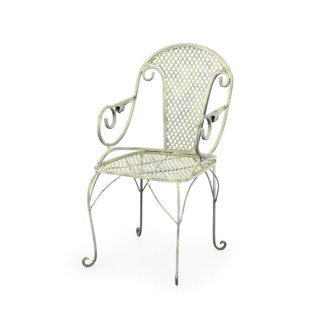 Yellow Painted Wrought Iron Patio Chair