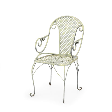 Yellow Painted Wrought Iron Patio Chair