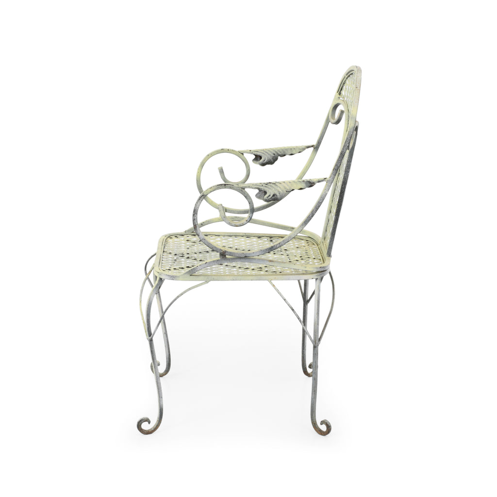 Yellow Painted Wrought Iron Patio Chair