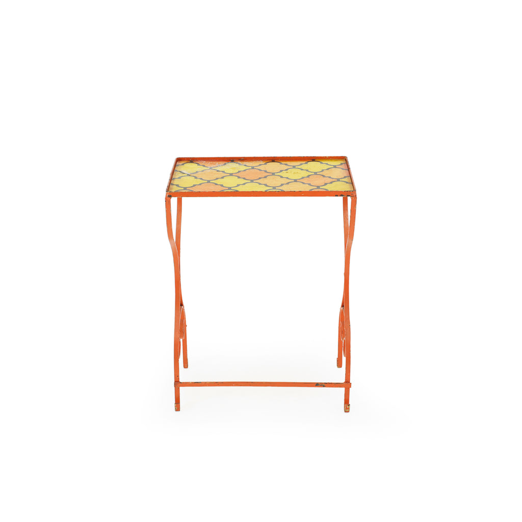 Orange Metal Mosaic Outdoor Nesting Tables