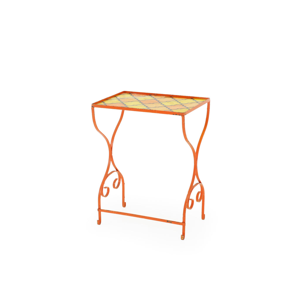 Orange Metal Mosaic Outdoor Nesting Tables