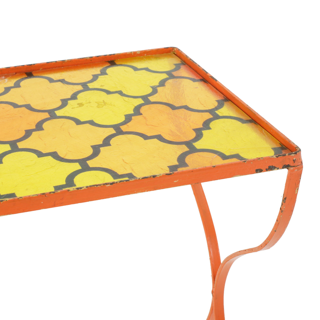 Orange Metal Mosaic Outdoor Nesting Tables