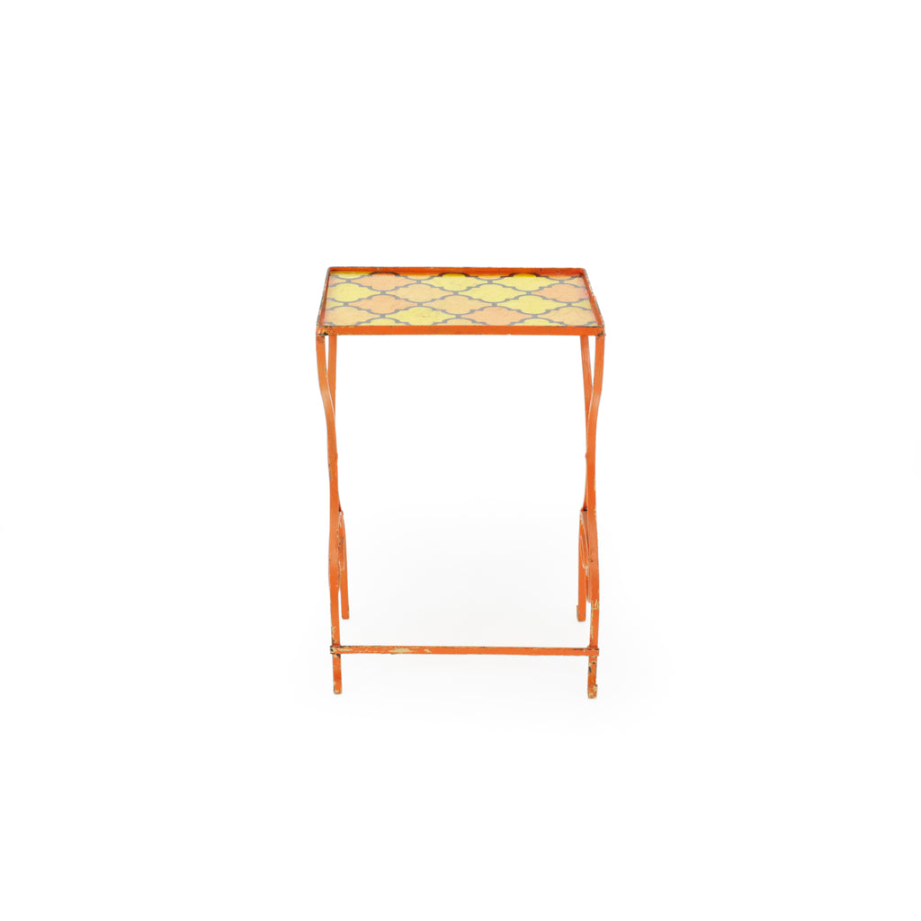 Orange Metal Mosaic Outdoor Nesting Tables