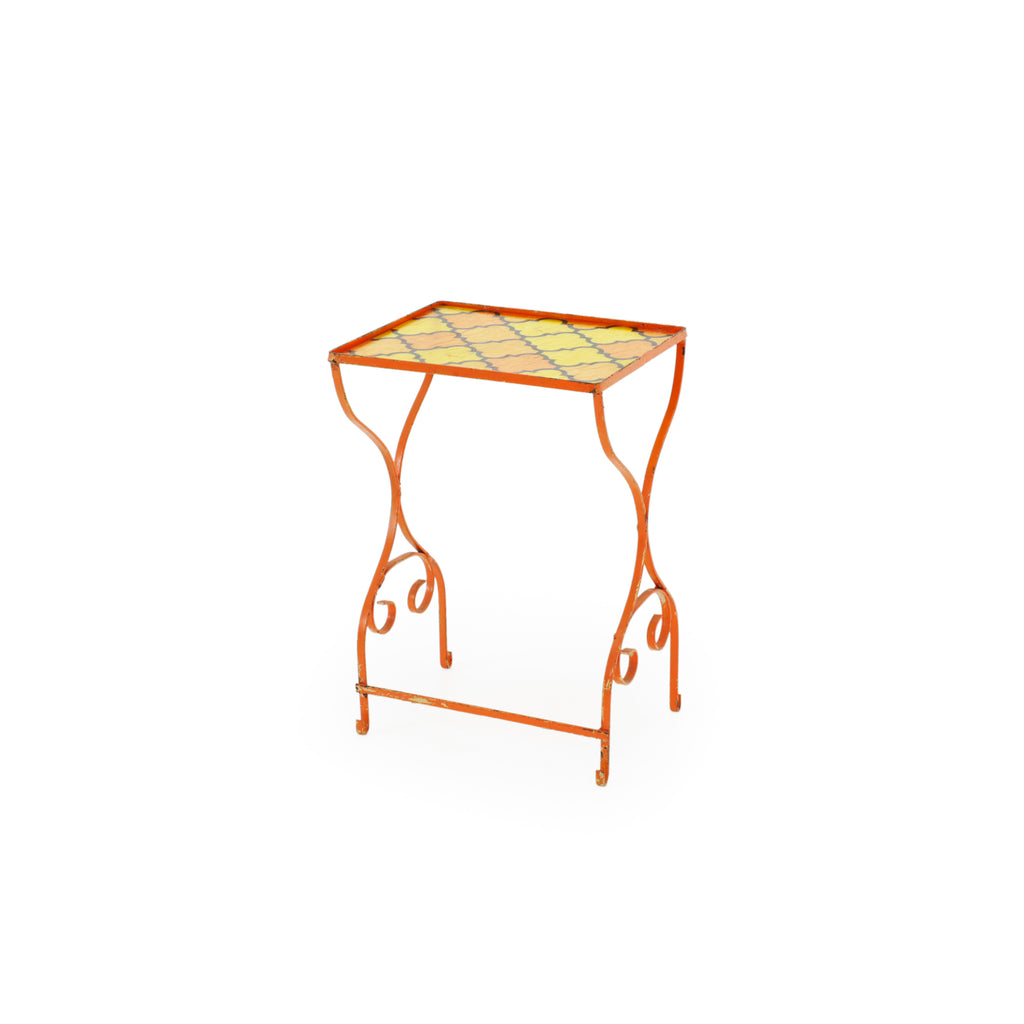 Orange Metal Mosaic Outdoor Nesting Tables