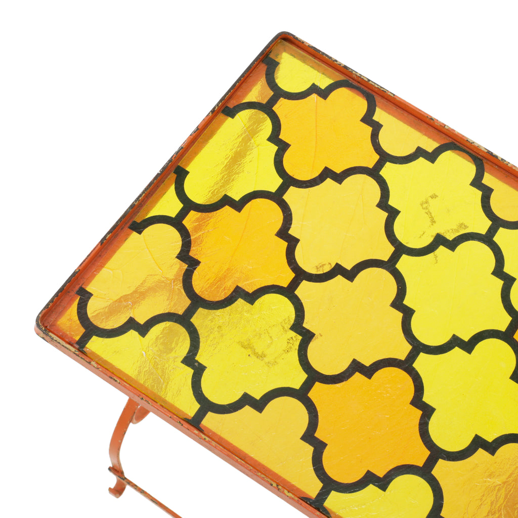 Orange Metal Mosaic Outdoor Nesting Tables