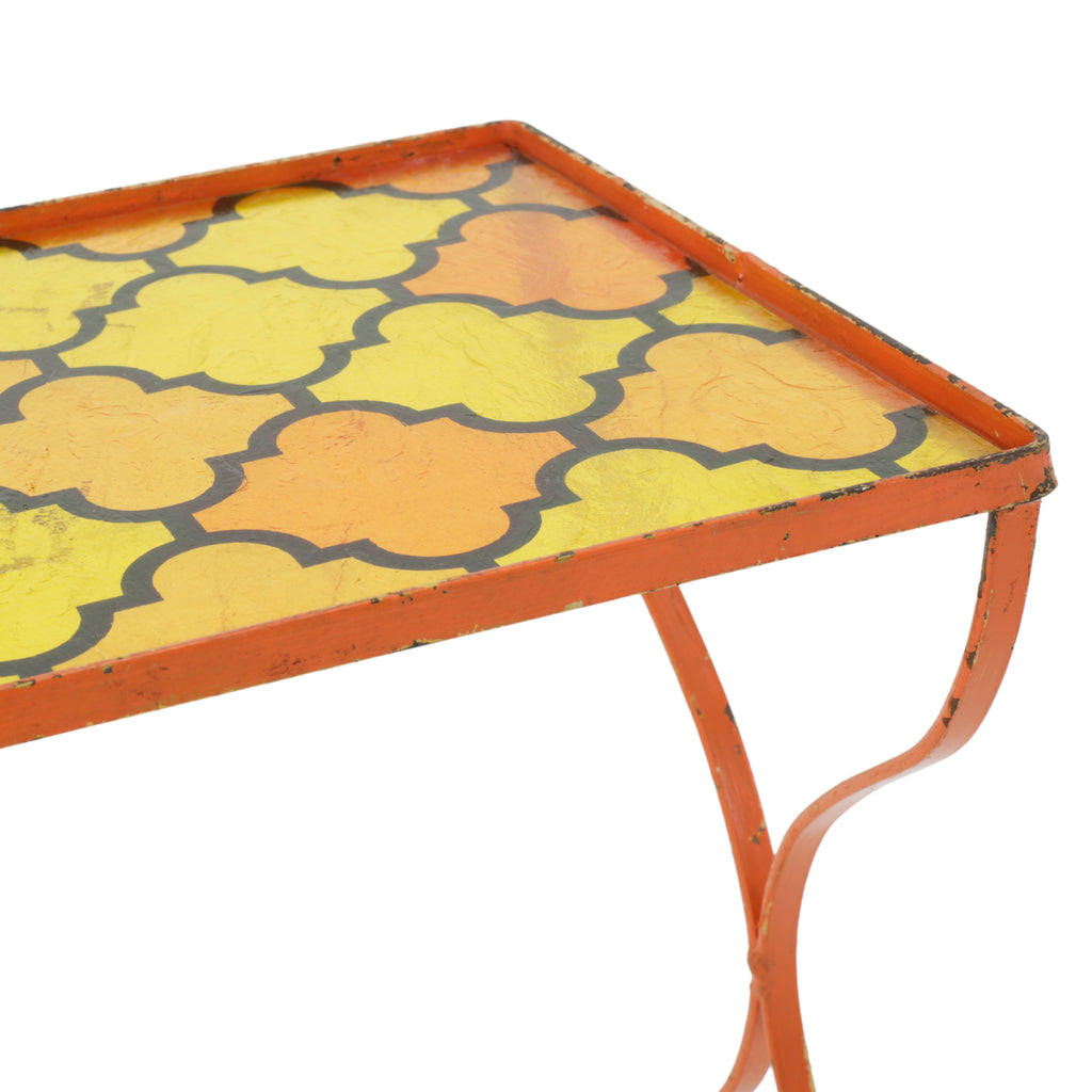 Orange Metal Mosaic Outdoor Nesting Tables