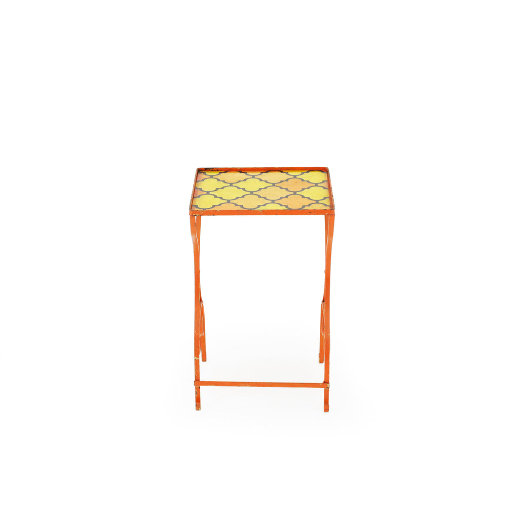 Orange Metal Mosaic Outdoor Nesting Tables