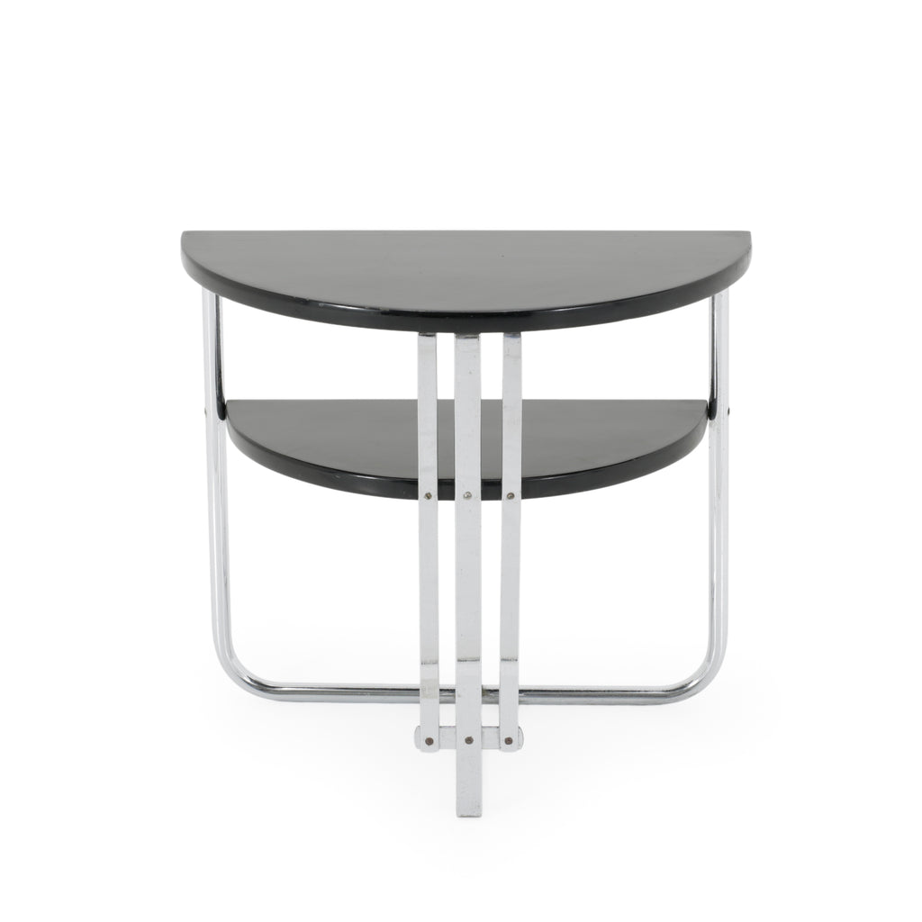 Black & Chrome Deco Semi Circle End Table