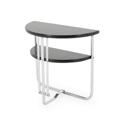 Black & Chrome Deco Semi Circle End Table