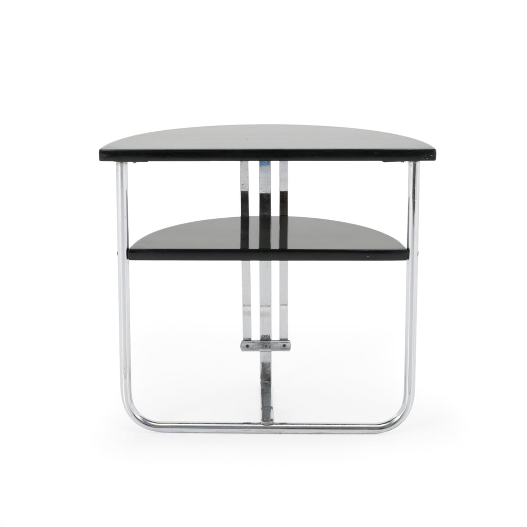 Black & Chrome Deco Semi Circle End Table