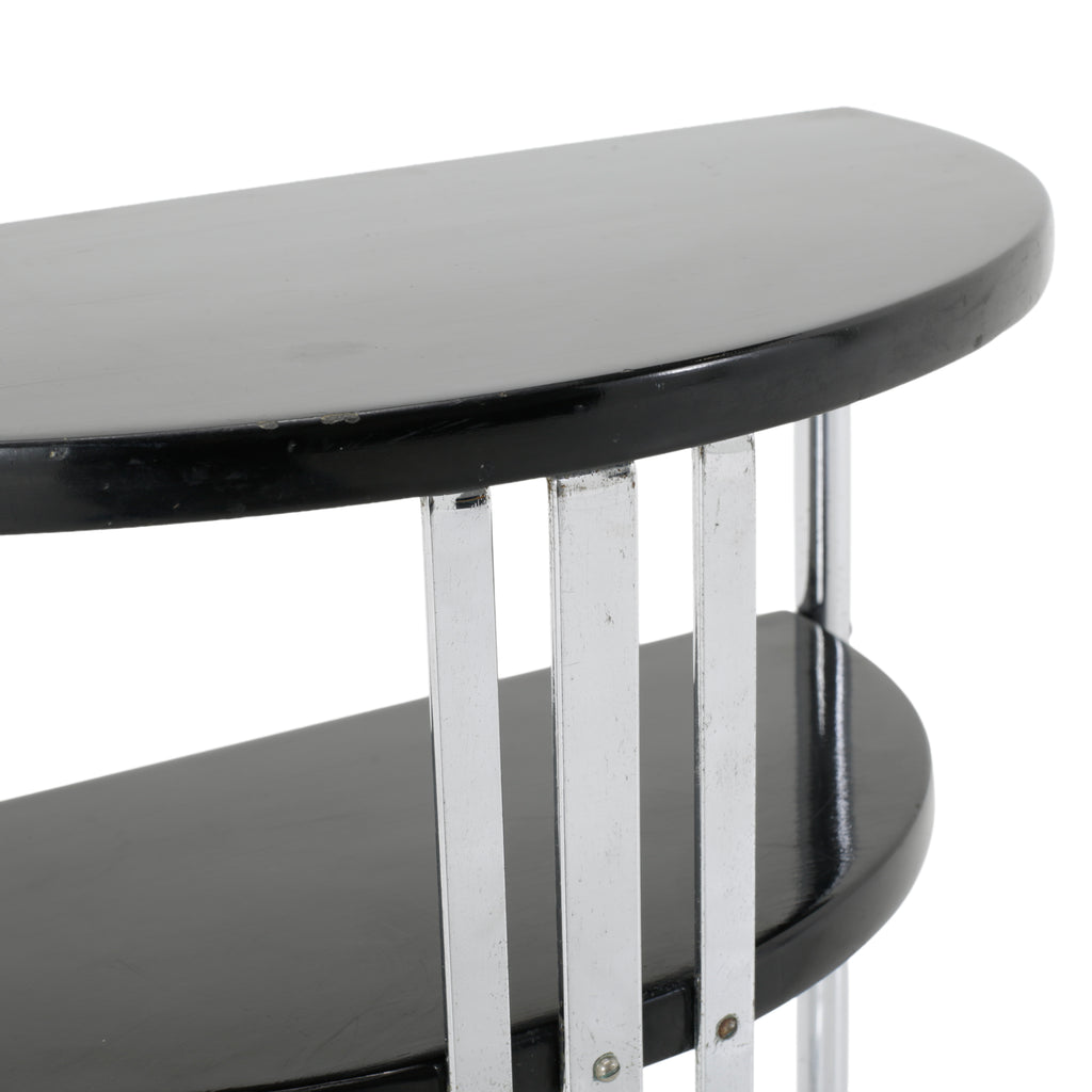 Black & Chrome Deco Semi Circle End Table