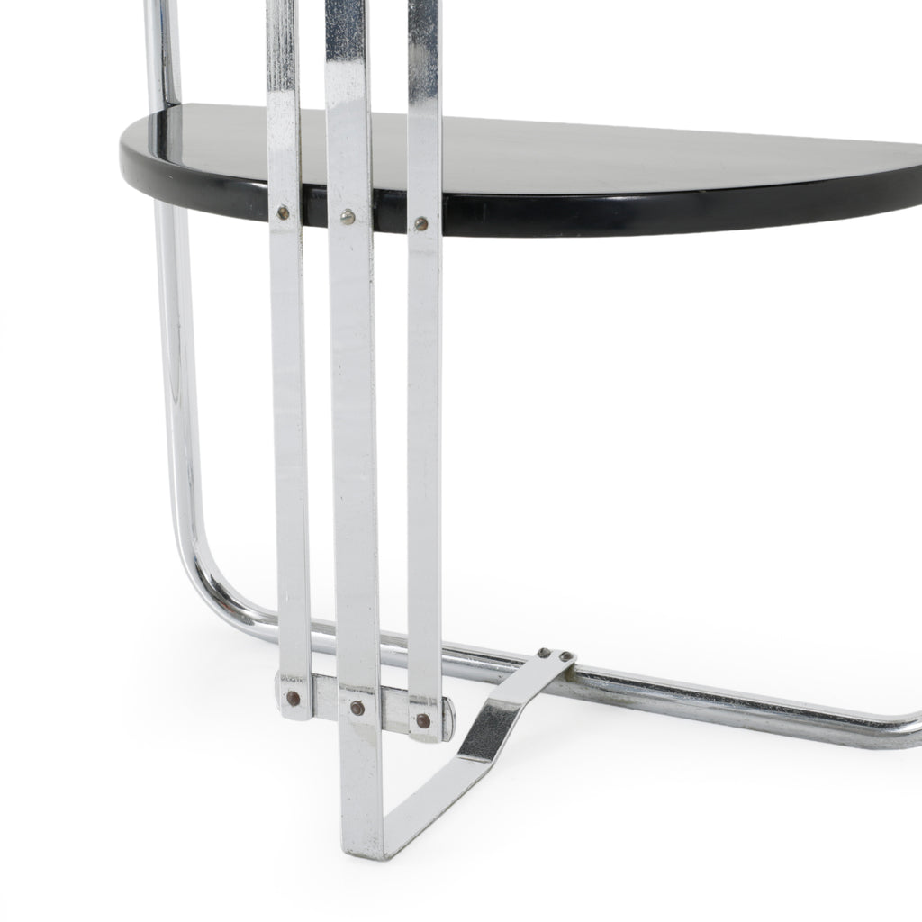 Black & Chrome Deco Semi Circle End Table
