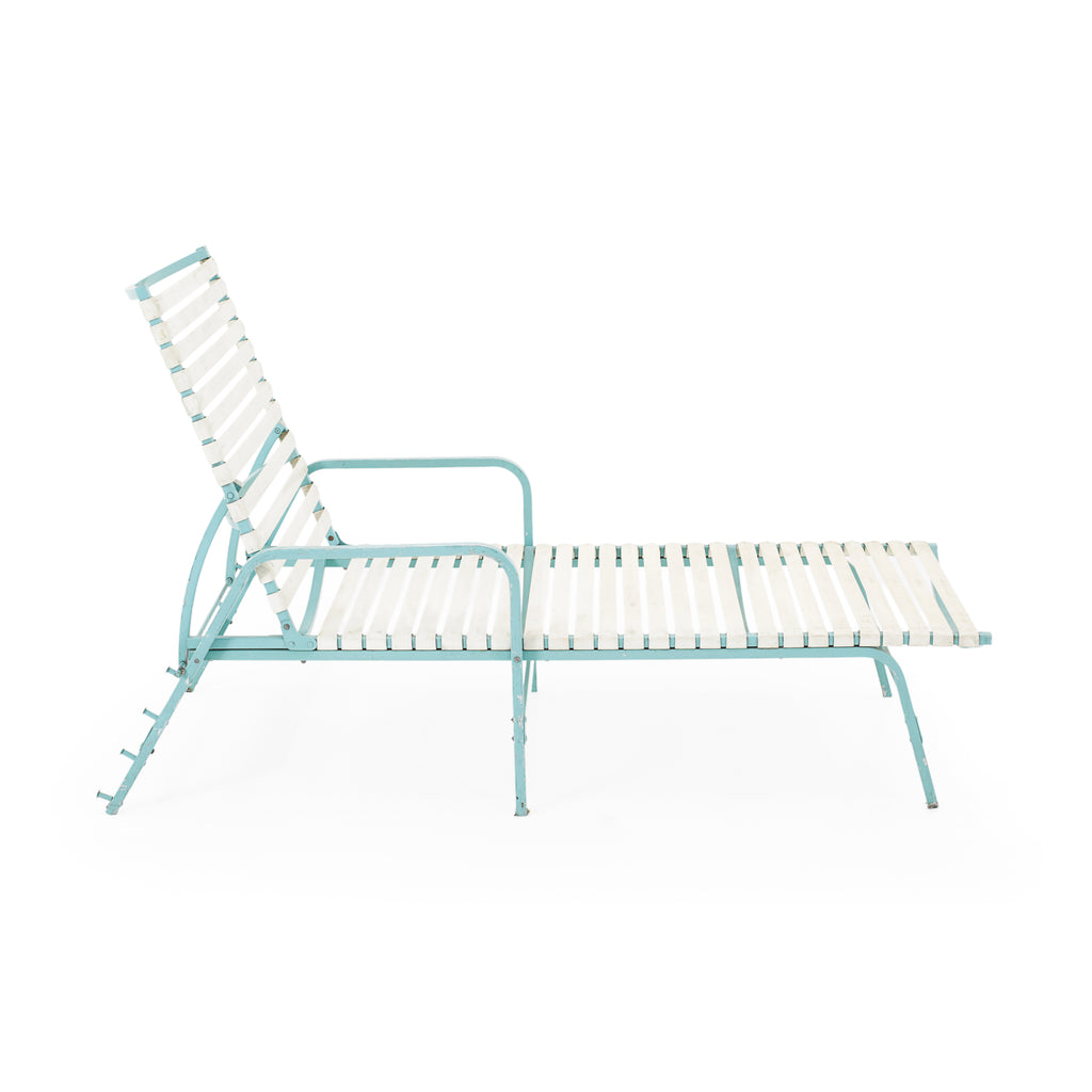 Outdoor Blue + White Strap Chaise