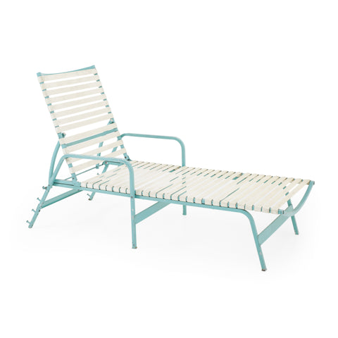 Outdoor Blue + White Strap Chaise