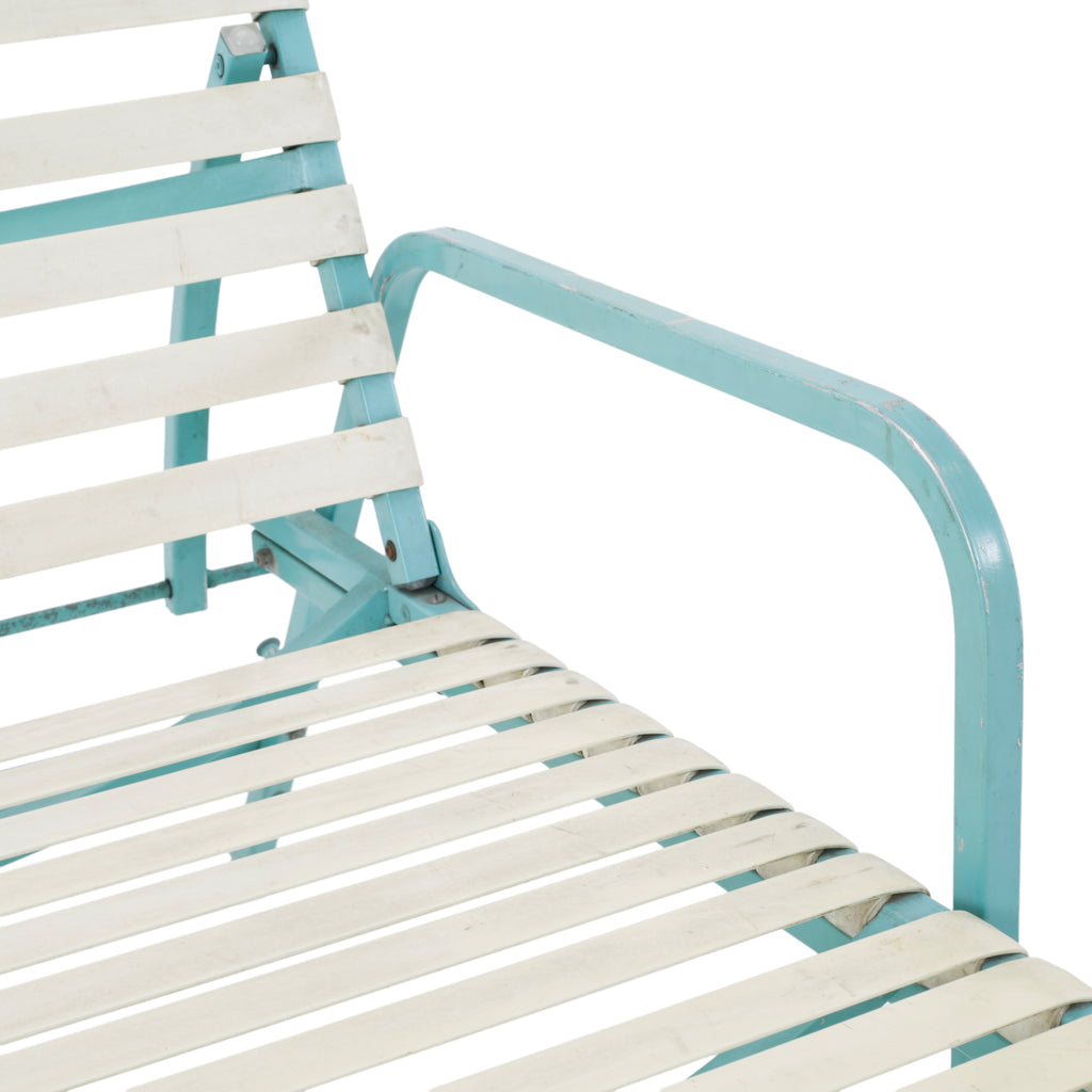 Outdoor Blue + White Strap Chaise