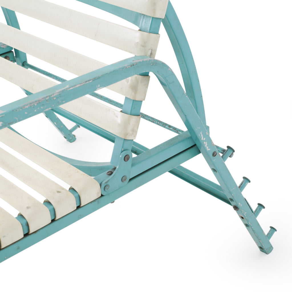 Outdoor Blue + White Strap Chaise
