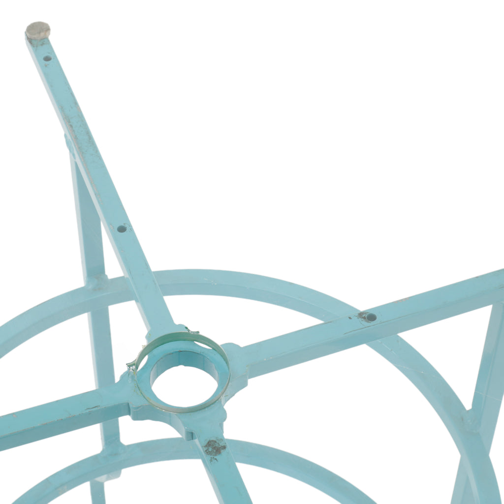 Blue Metal Round Glass Outdoor Table