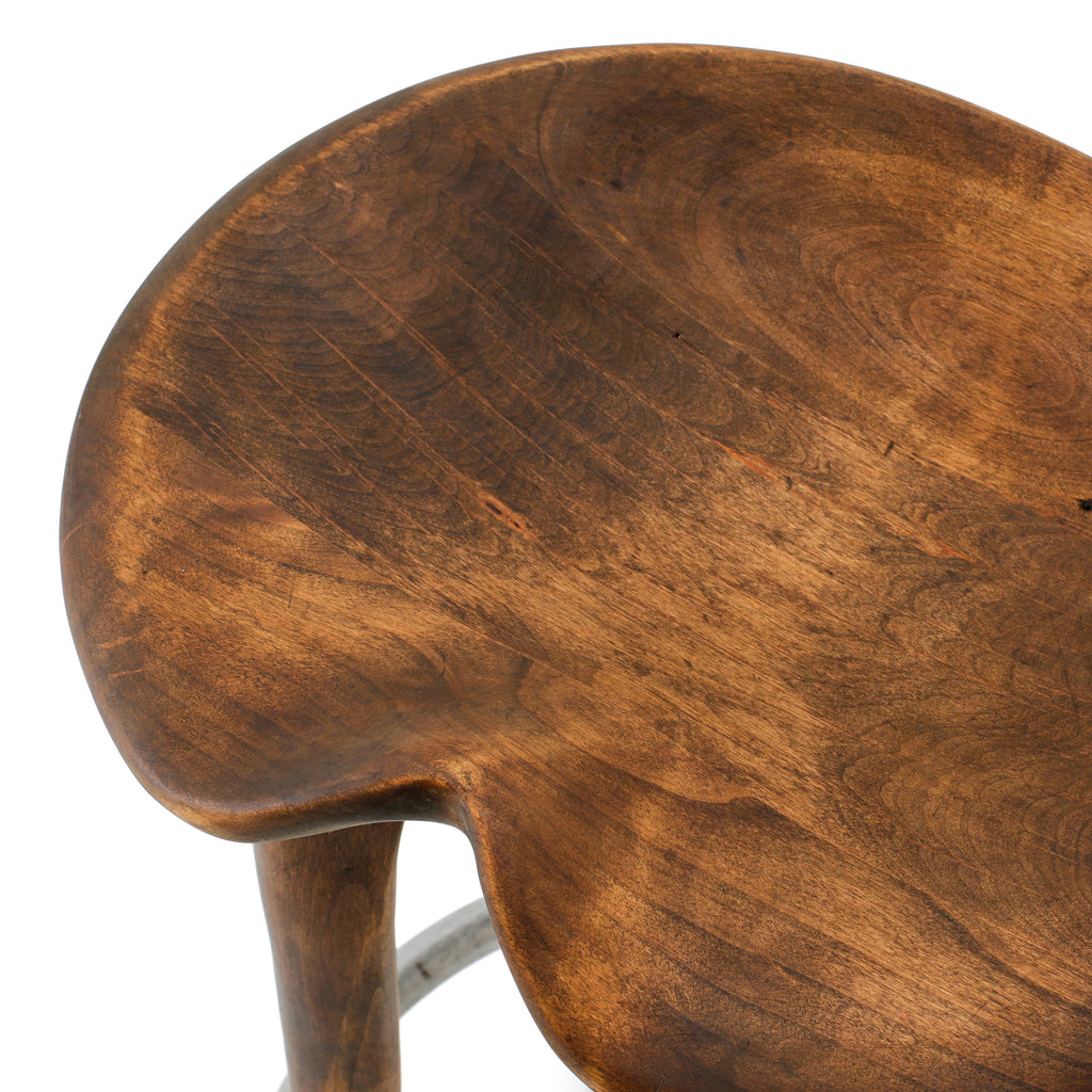 Dark Wood Barstool w/ Chrome Ring