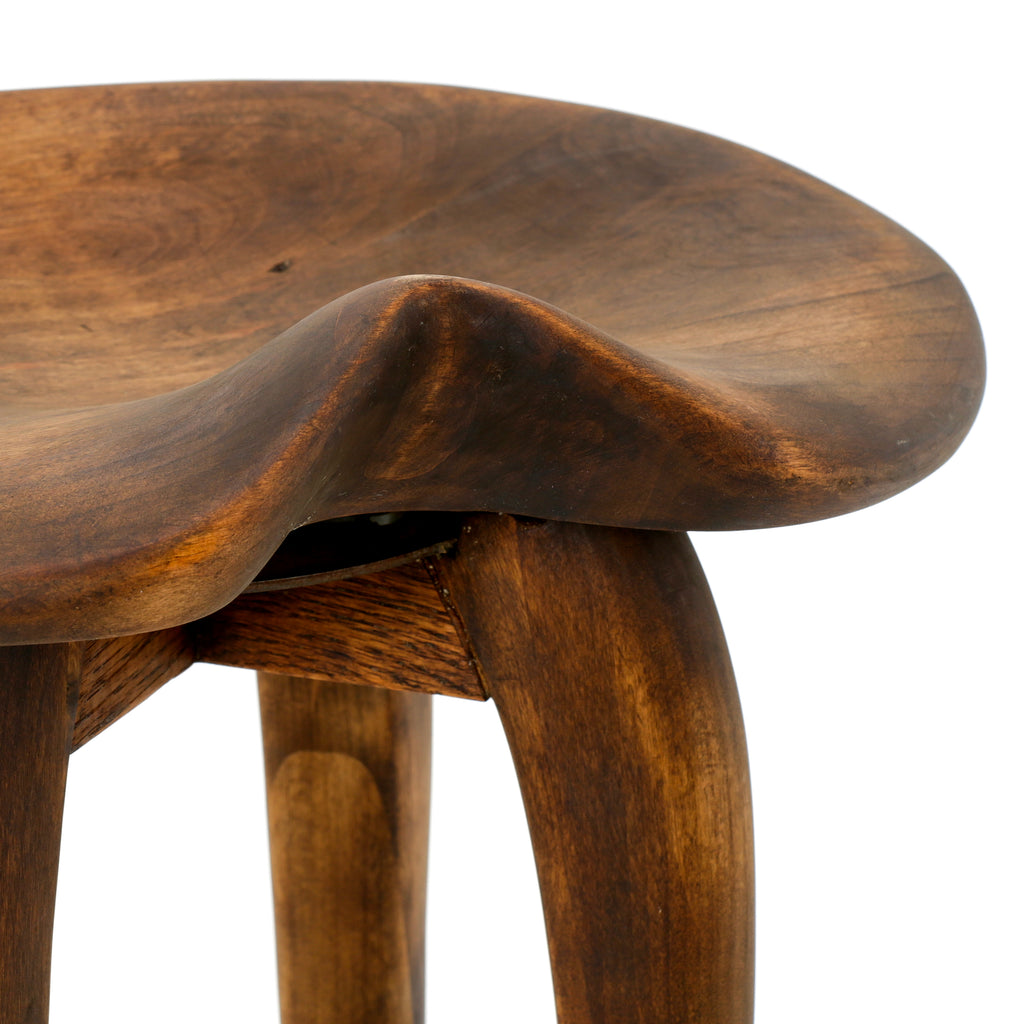 Dark Wood Barstool w/ Chrome Ring