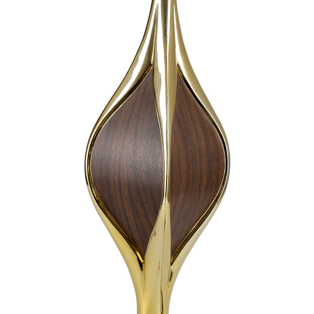 Gold & Dark Wood Curves Vintage Table Lamp