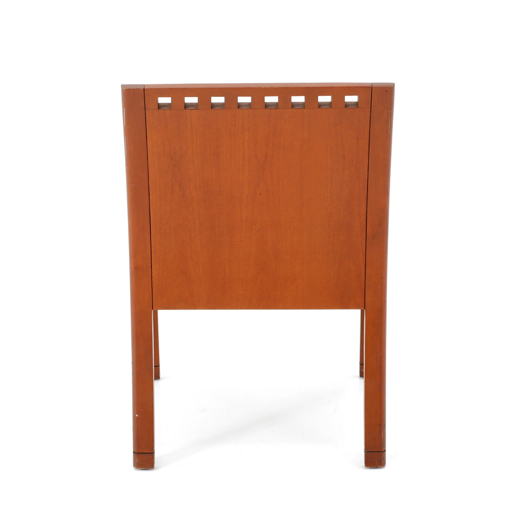 Black Leather & Wood Square Modern Dining Chair