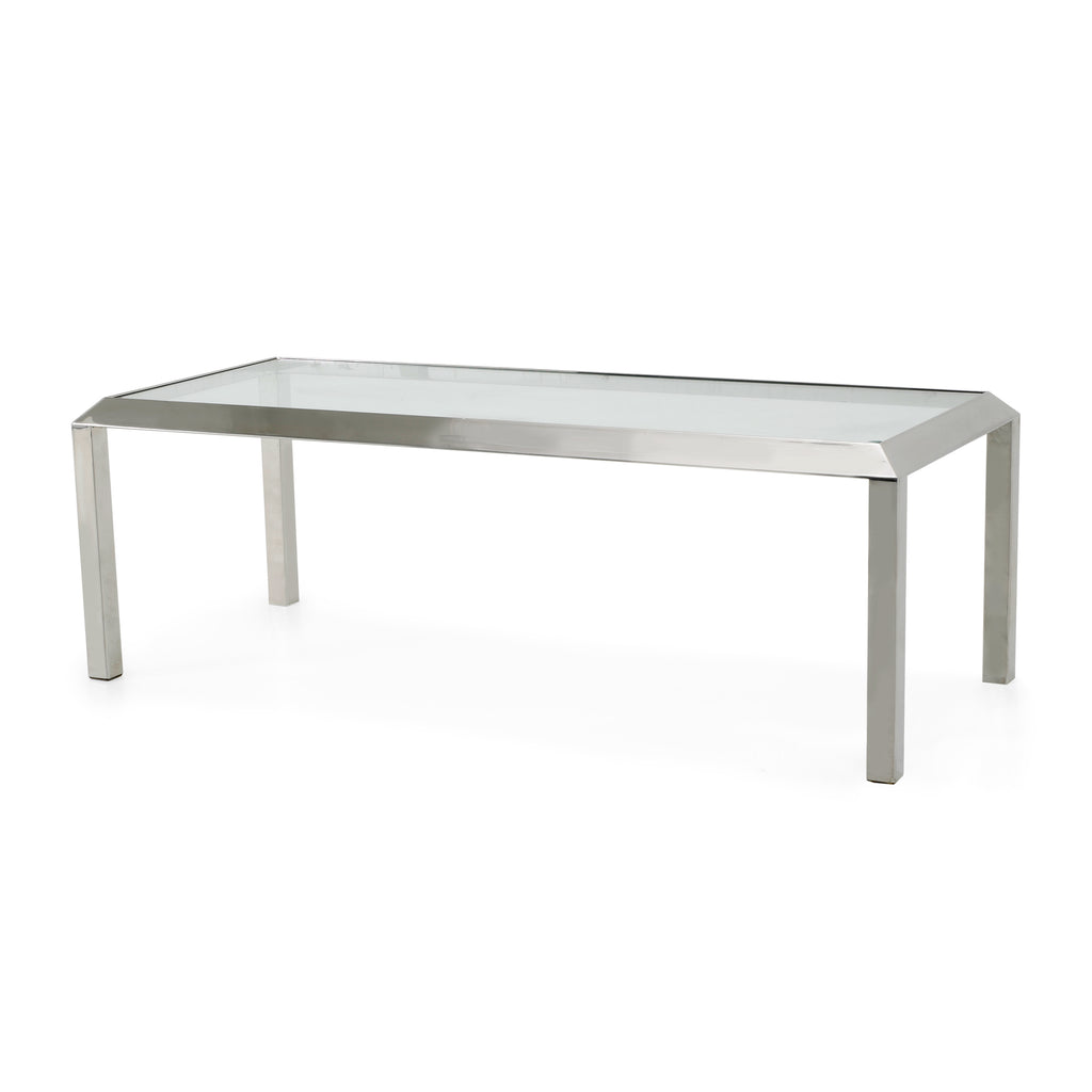 Glass & Chrome Coffee Table with Beveled Corners