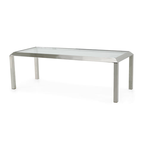 Glass & Chrome Coffee Table with Beveled Corners