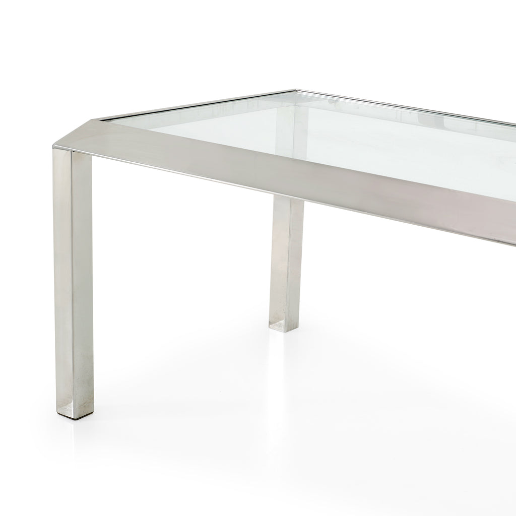 Glass & Chrome Coffee Table with Beveled Corners