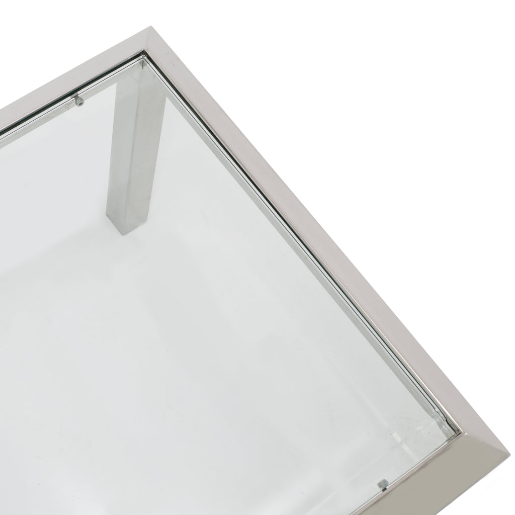 Glass & Chrome Coffee Table with Beveled Corners