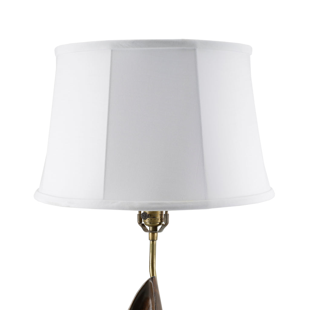 Carved Dark Wood Woman Table Lamp