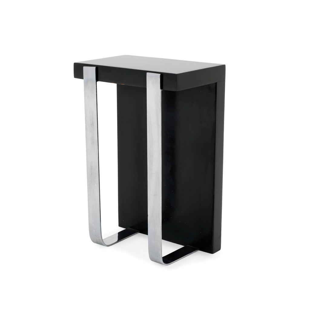 L-Shaped Black / Chrome Side Table