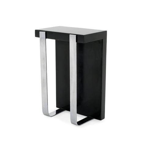 L-Shaped Black / Chrome Side Table