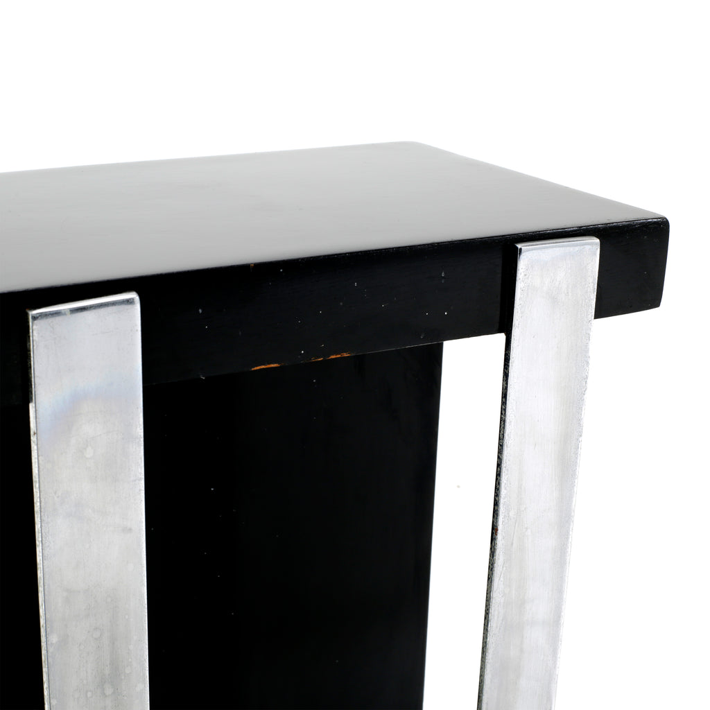 L-Shaped Black / Chrome Side Table