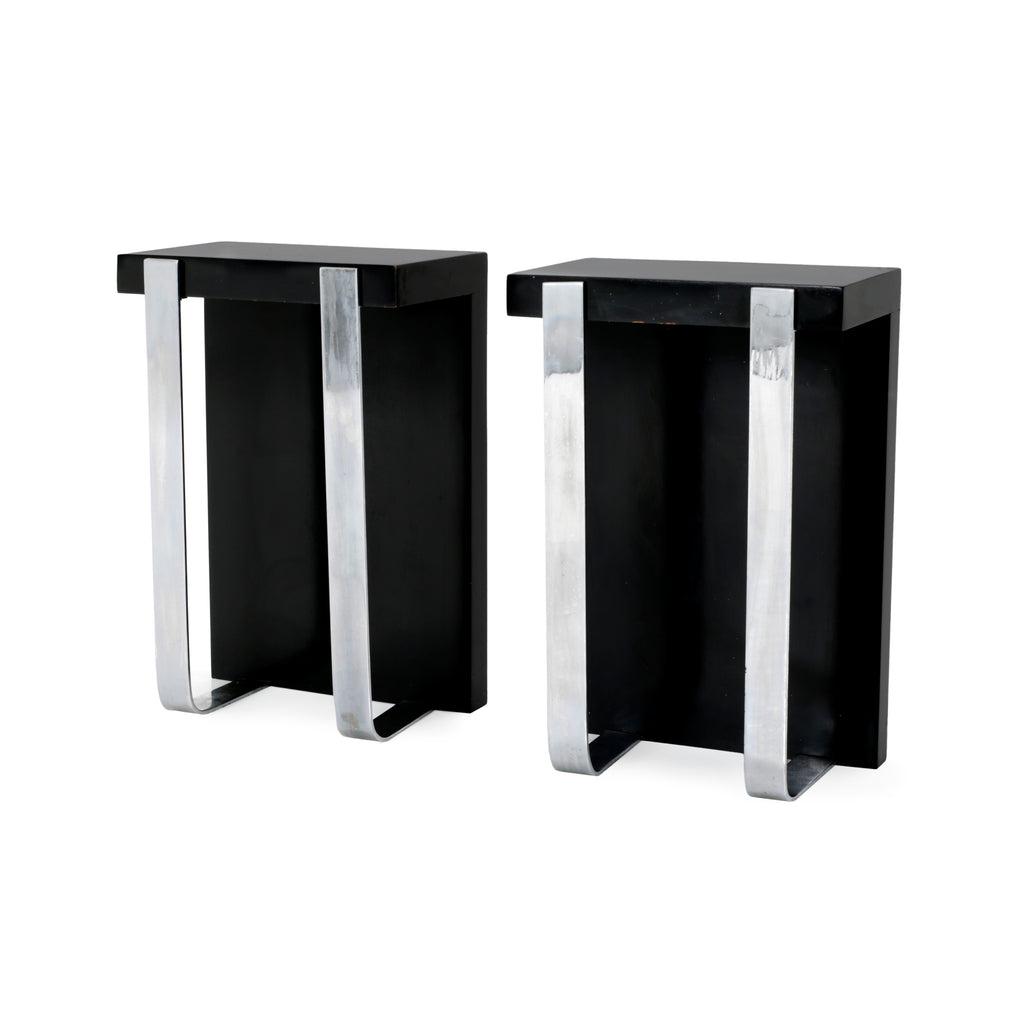 L-Shaped Black / Chrome Side Table