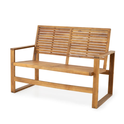 Wood Slatted Teak Bench