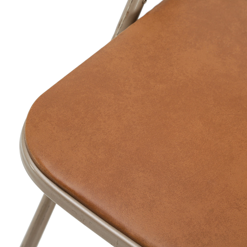 Beige Metal Folding Chair