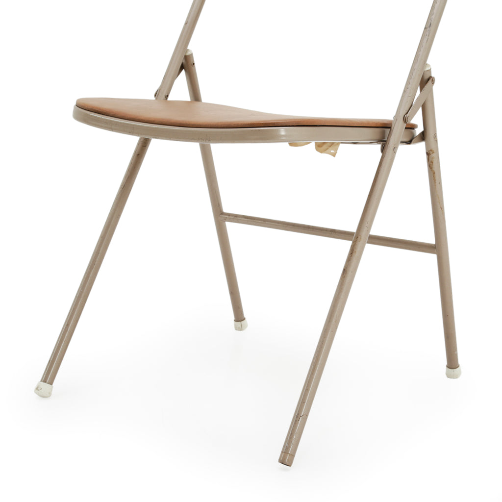 Beige Metal Folding Chair