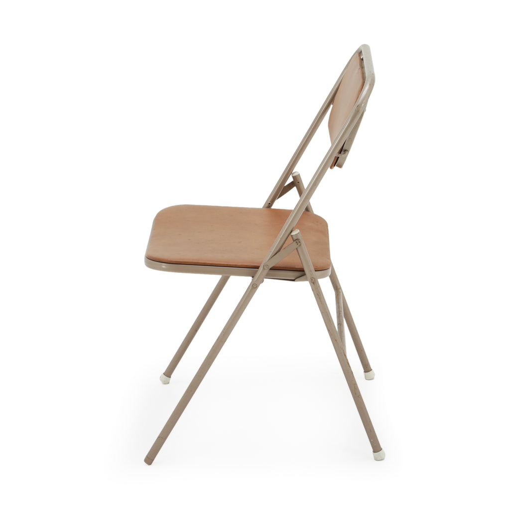 Beige Metal Folding Chair