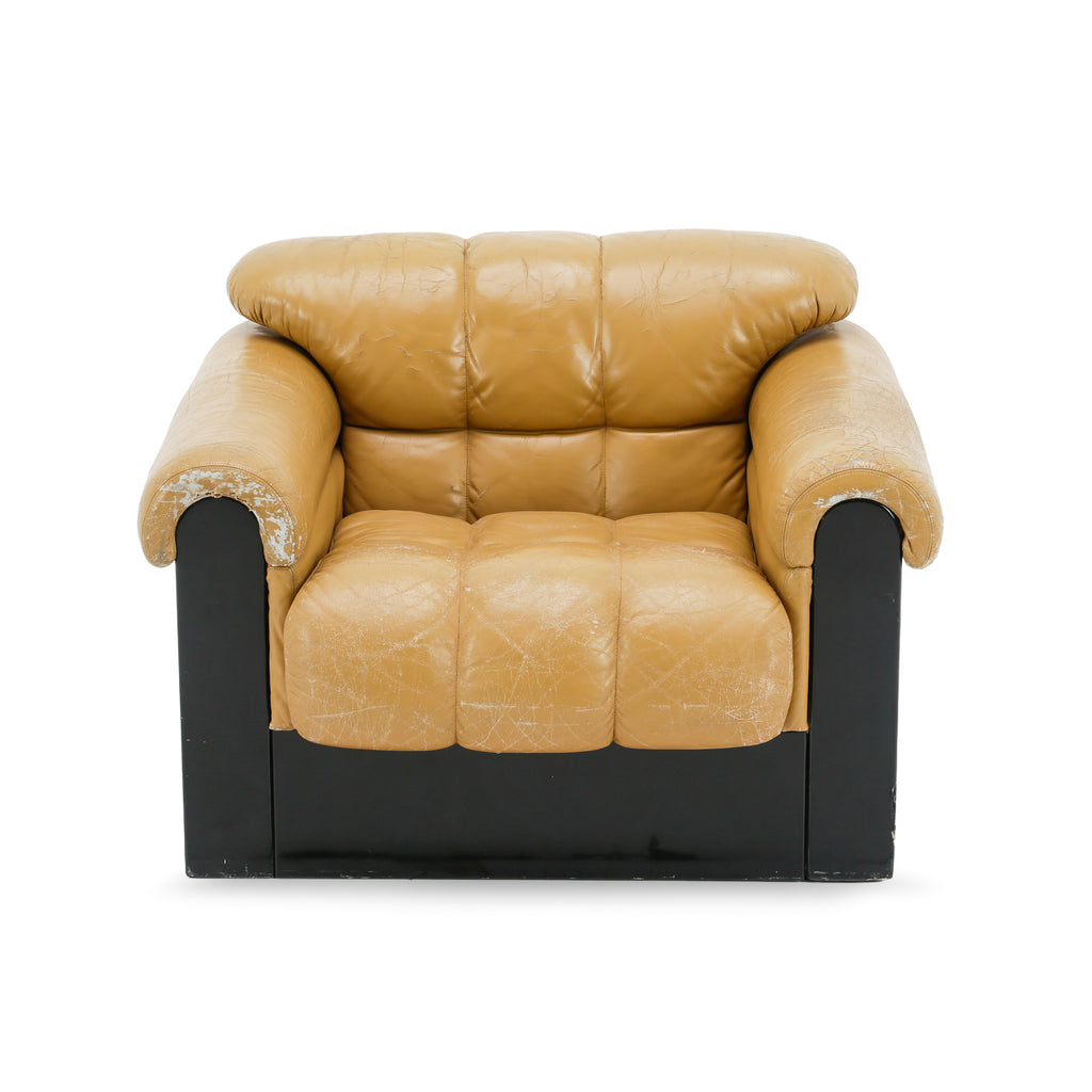 Black & Tan Leather Roll Armchair