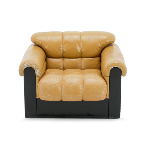 Black & Tan Leather Roll Armchair