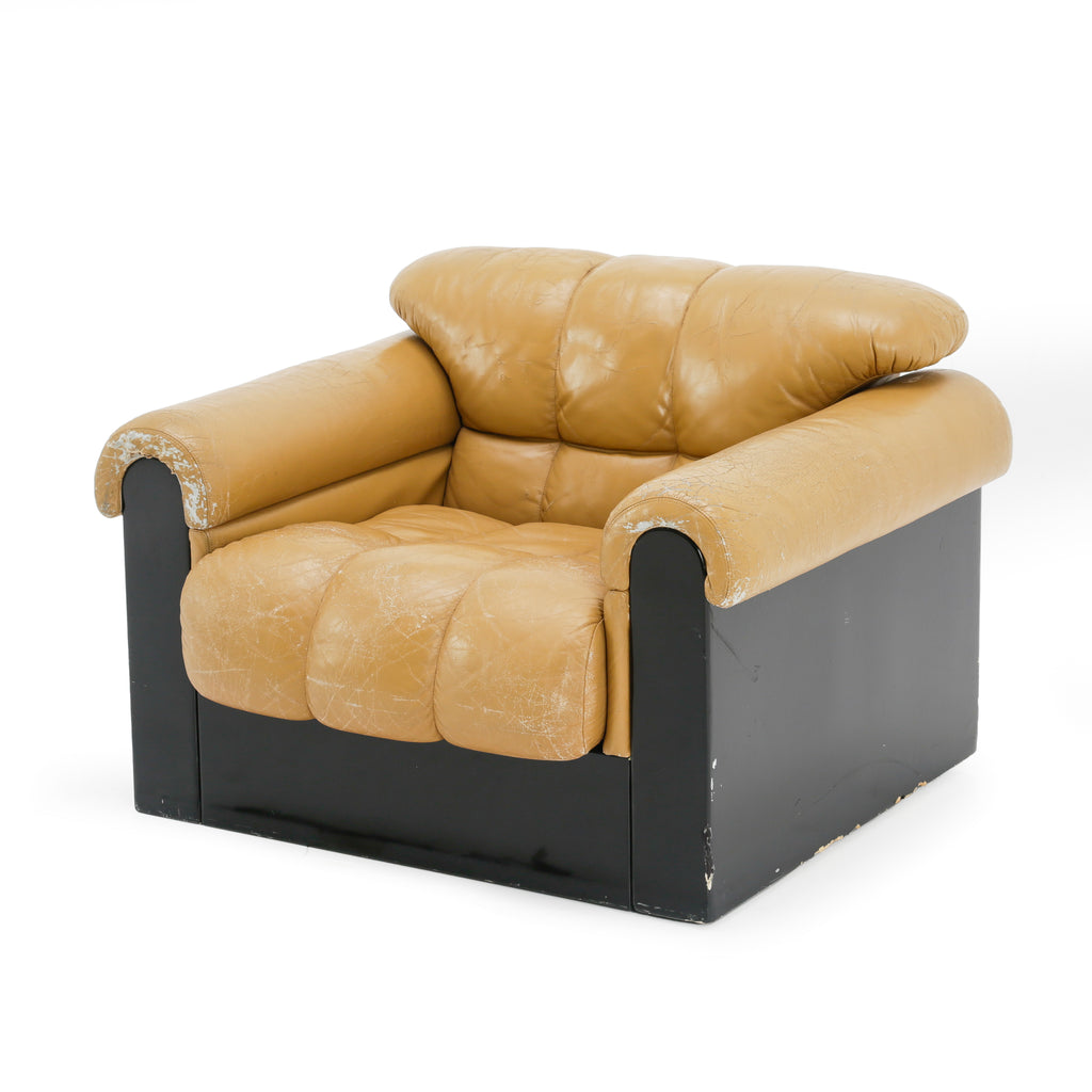 Black & Tan Leather Roll Armchair