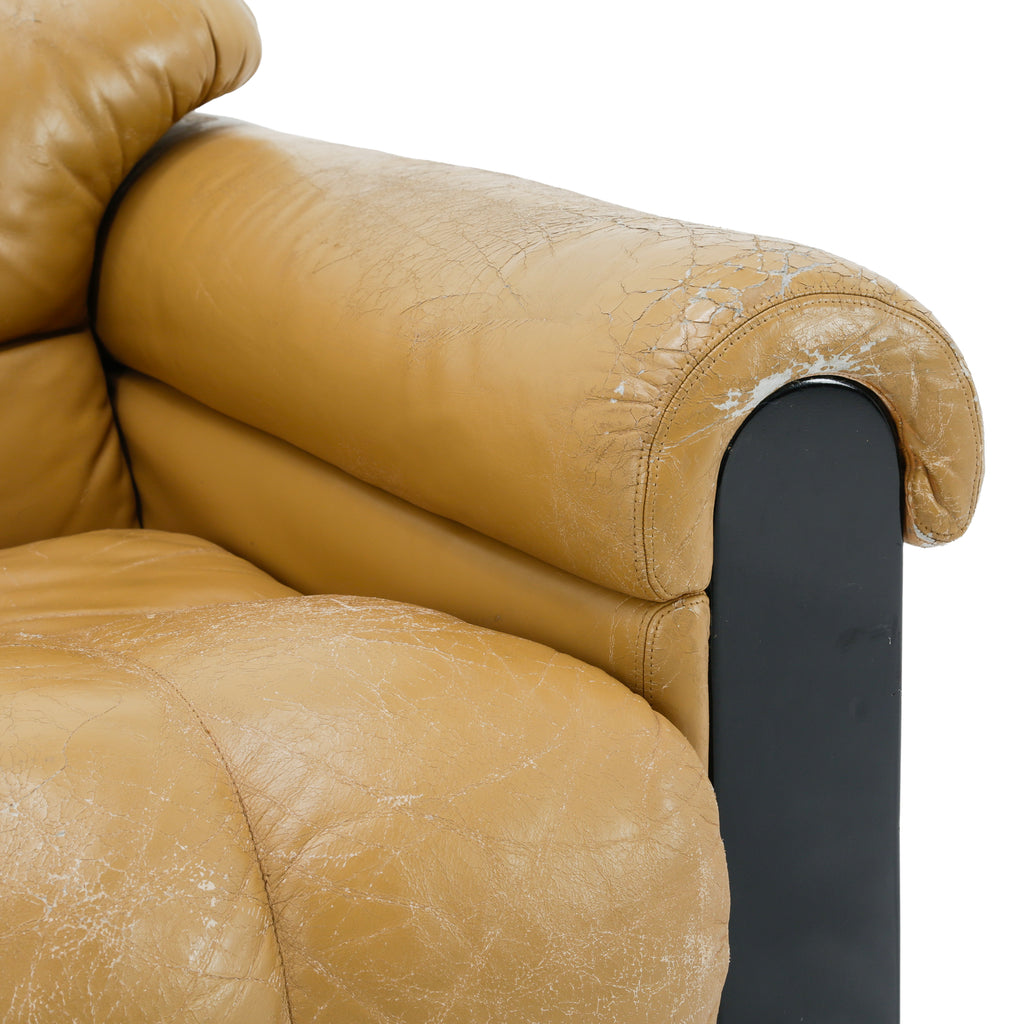 Black & Tan Leather Roll Armchair