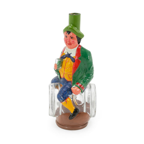 Whimsical Man Glass & Painted Ceramic Decanter