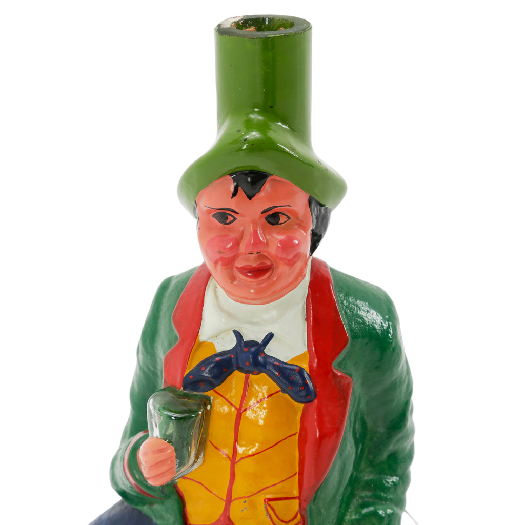 Whimsical Man Glass & Painted Ceramic Decanter