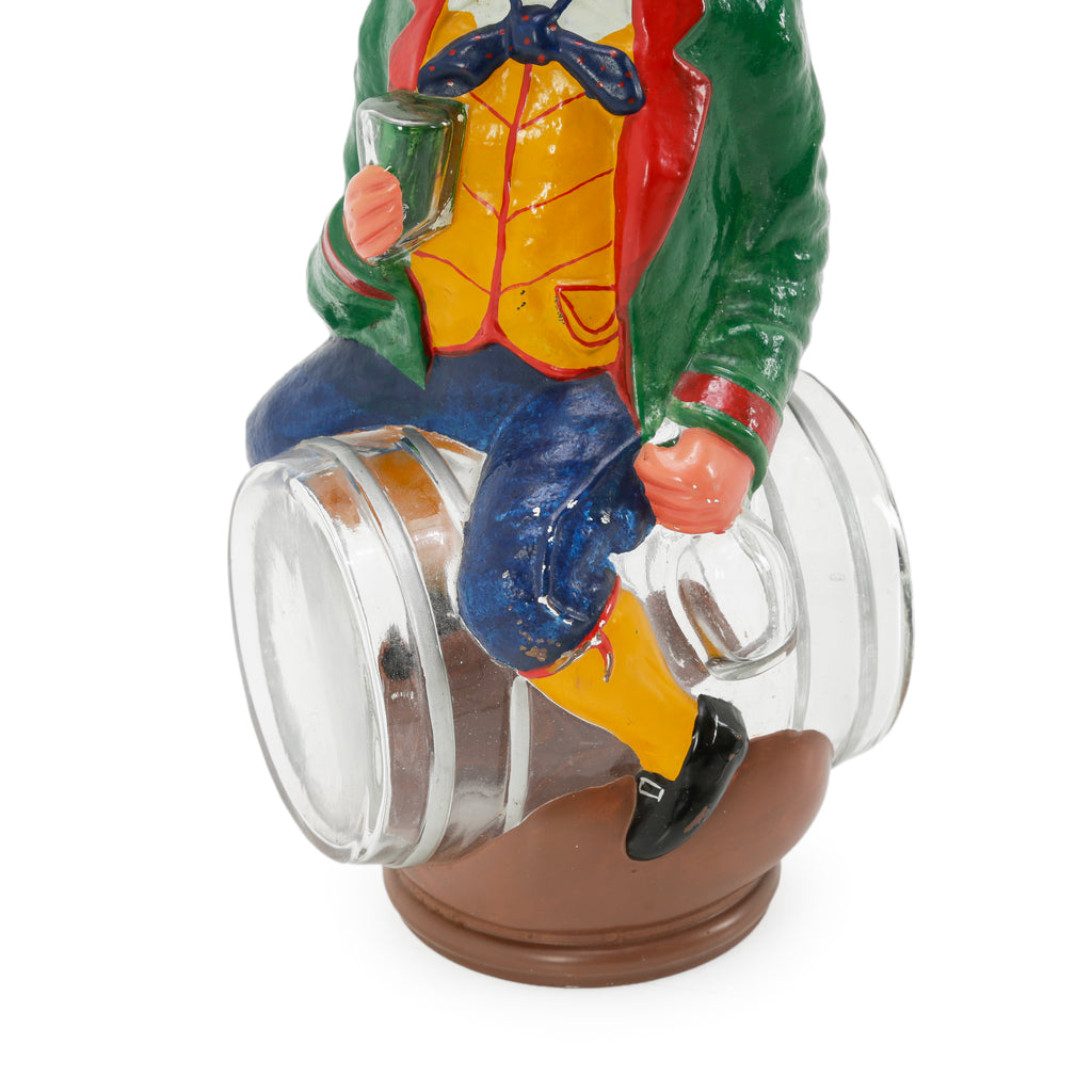 Whimsical Man Glass & Painted Ceramic Decanter