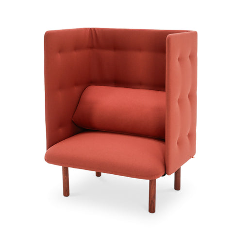Terracotta Pink Fabric High-Back Armchair with Button Tufting