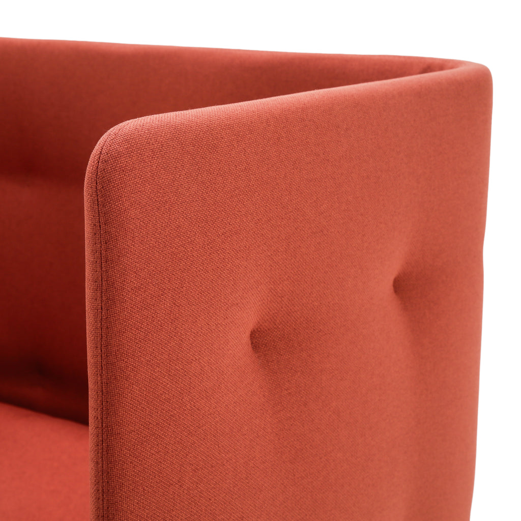 Terracotta Fabric High-Back Armchair with Button Tufting